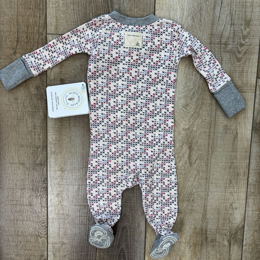 Burt's Bees Baby Girl Snug Fit Footed Pajama Size 0-3 Months Organic Cotton Pink - Picture 2 of 11